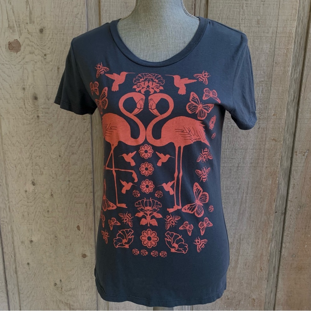 Blue Crewneck Flamingo Graphic Tee | Supermaggie | Size Small